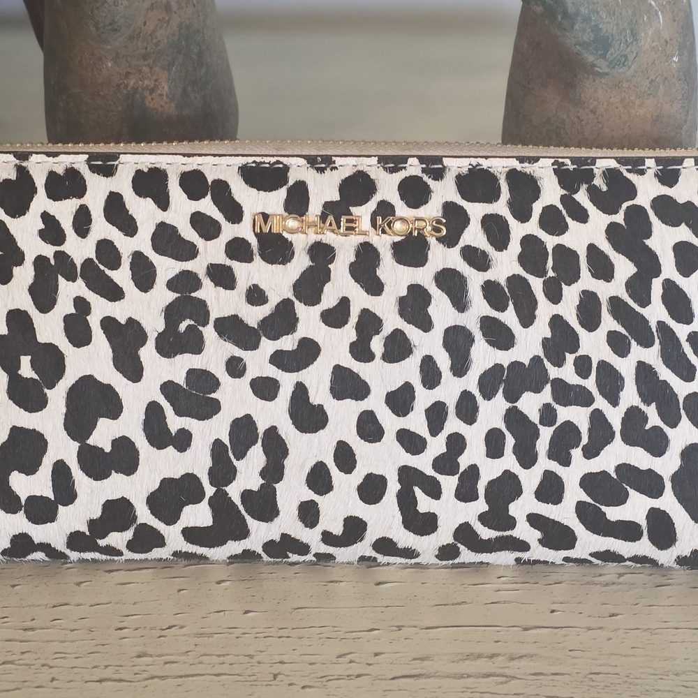 Michael Kors Black and White Animal Print Wallet